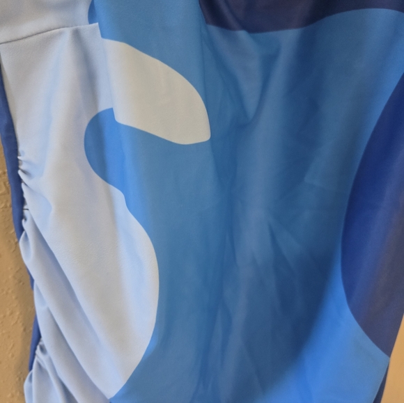 Blue Womens One Piece Swimsuit with adjustable straps. - Picture 3 of 4